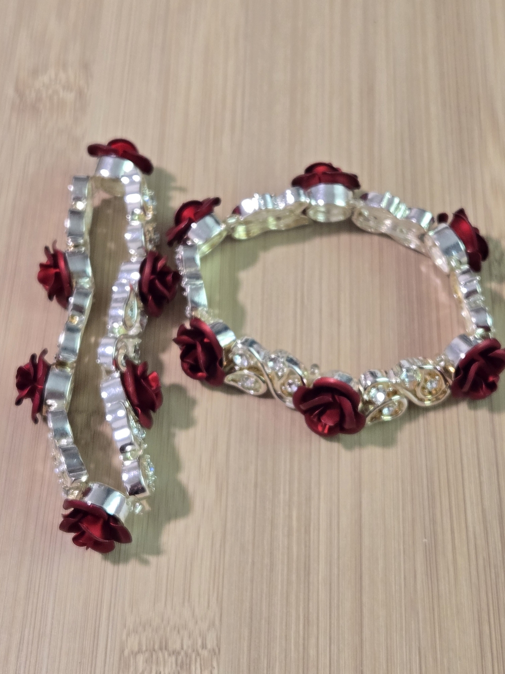 Red Rose Crystal Bracelet Set